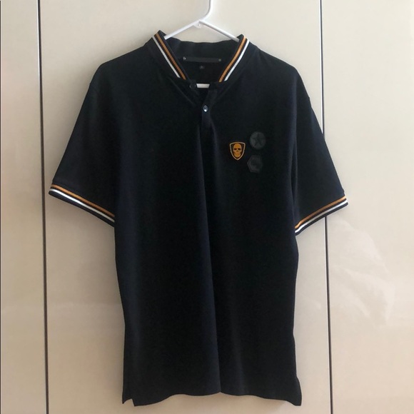 Daniel Won Men’s Black Polo Shirt with Patches